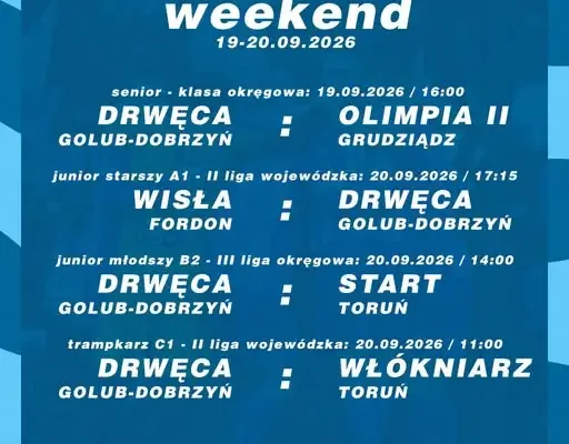 Trzy drużyny Drwęcy Golub-Dobrzyń zagrają w ten weekend. Sprawdź terminarz