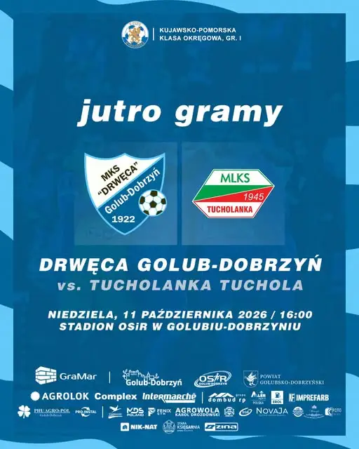MKS Drwęca Golub-Dobrzyń podejmie Tucholankę Tuchola. Sponsorem meczu Strefa 51