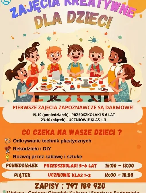 Zajęcia kreatywne dla dzieci w Radominie – zapisy trwają