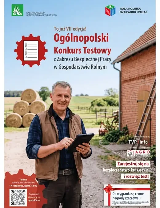 VII Ogólnopolski Konkurs Testowy KRUS: „Rola rolnika, by upadku unikał”