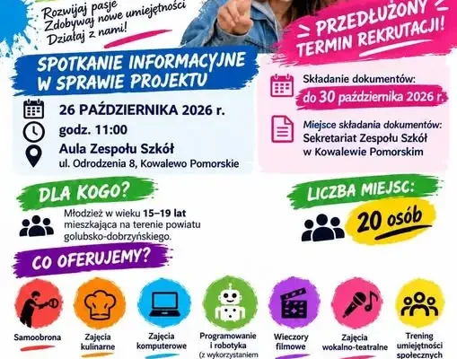 Kowalewo Pomorskie: spotkanie informacyjne o projekcie dla młodzieży