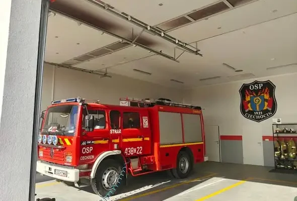 OSP Ciechocin z nowym garażem – sprzęt i wóz bojowy w nowym miejscu