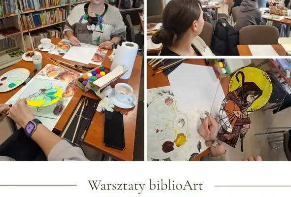 Uczniowie technikum architektury krajobrazu malowali na szkle w bibliotece w Golubiu-Dobrzyniu