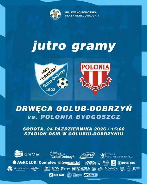 Piłkarskie emocje w Golubiu-Dobrzyniu: MKS Drwęca podejmie lidera – Polonię Bydgoszcz